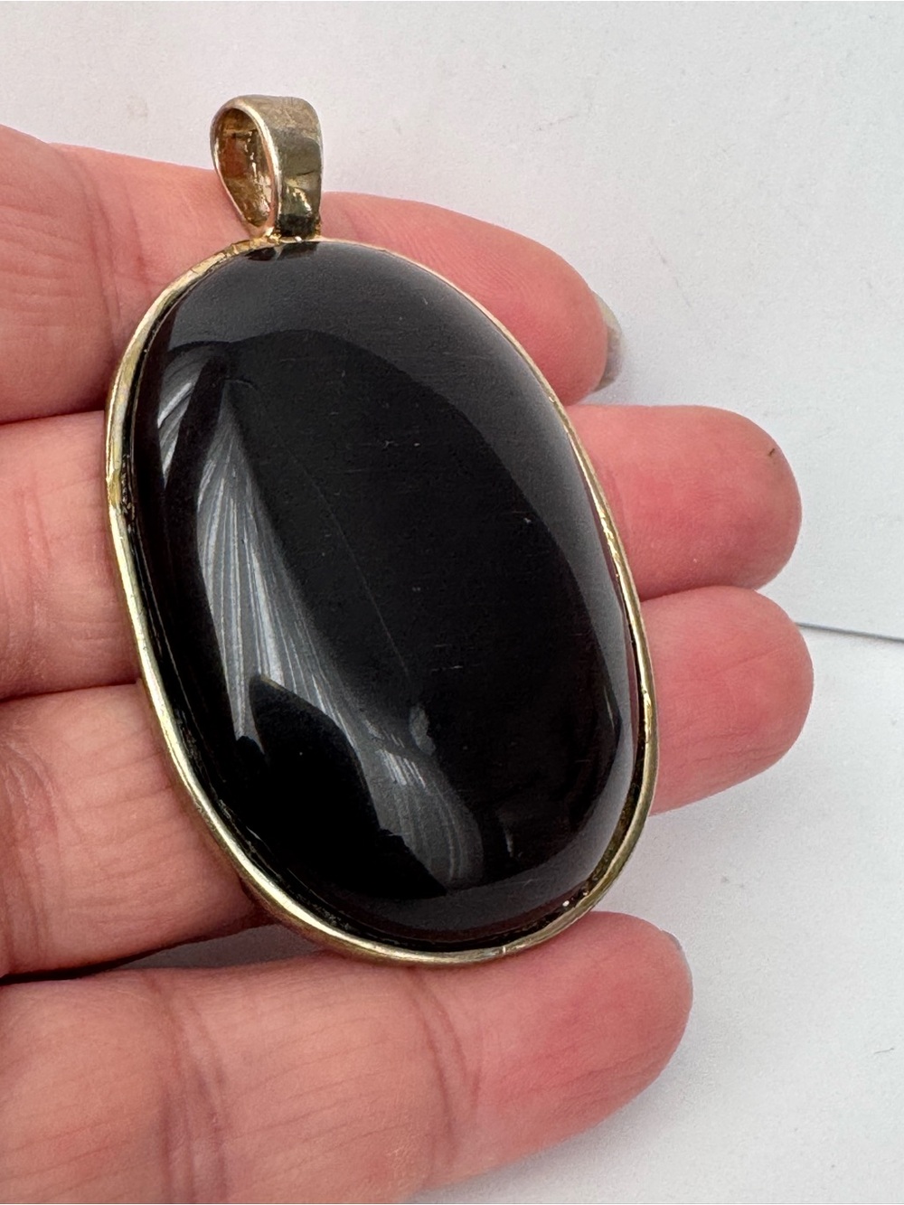 Vintage Banded Agate Pendant Gold Plated - Picture 11 of 16